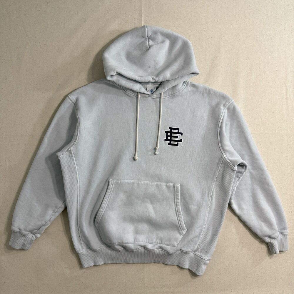 Eric Emanuel EE Logo Pullover Hoodie Light Blue Men’s XL 100% Cotton